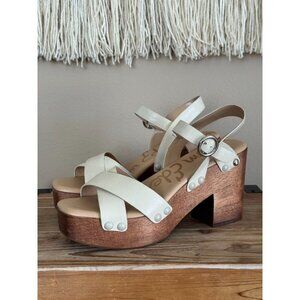 Sam Edelman Josephine Modern Ivory Leather Open Toe Platform Sandals Size 9.5